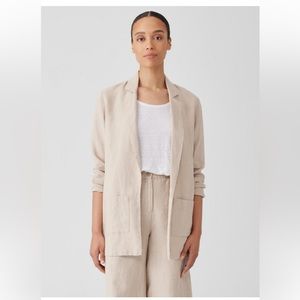 Vintage 1990s Linen and Nubby Long Relaxed Style Open Blazer Size L / XL